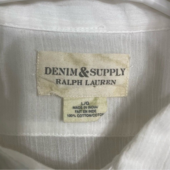 Ralph Lauren Denim & Supply Tunic Mini Dress White Button Front size L NWT - Picture 7 of 8